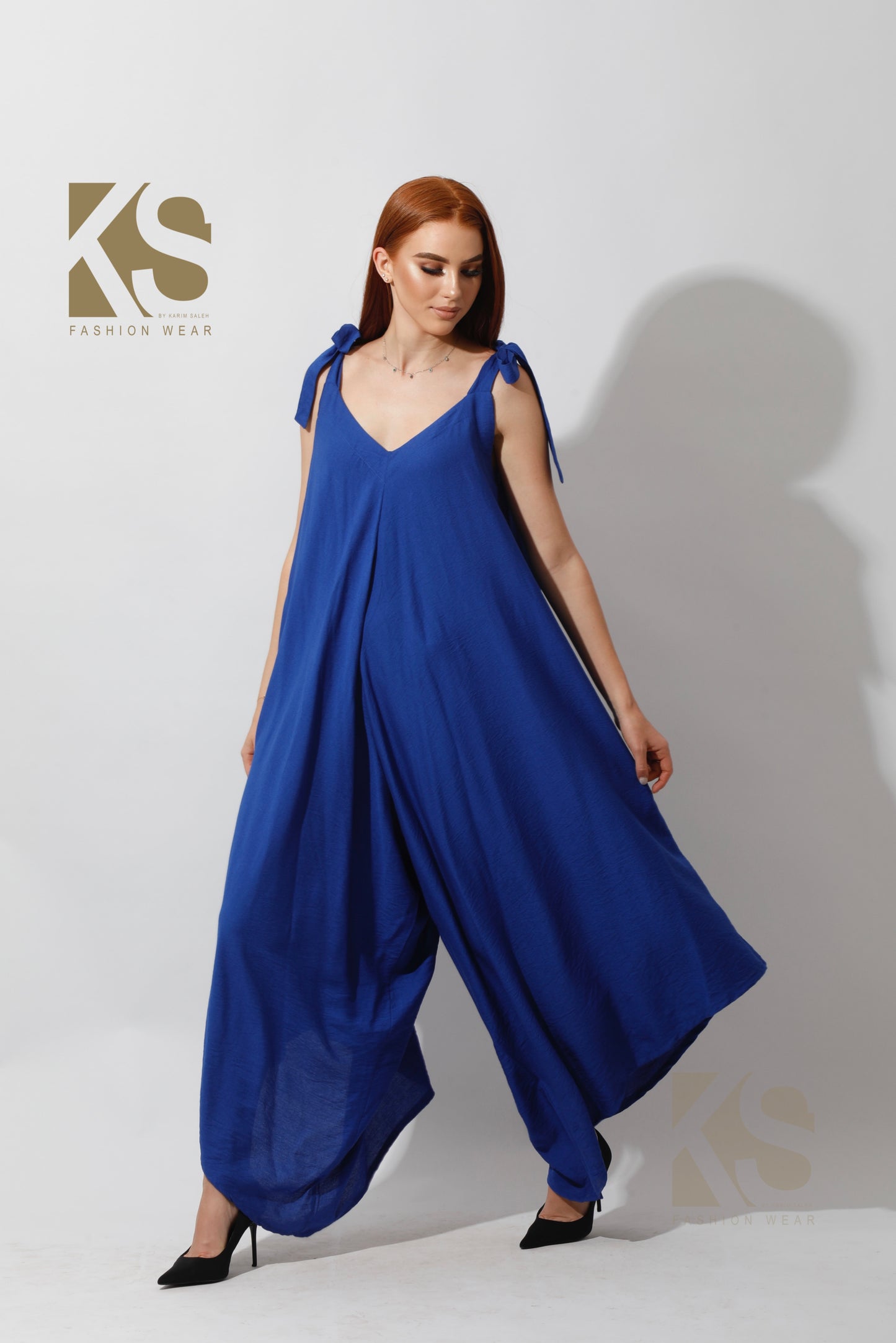 Tied Up Lose Jumpsuit - Electric Blue
