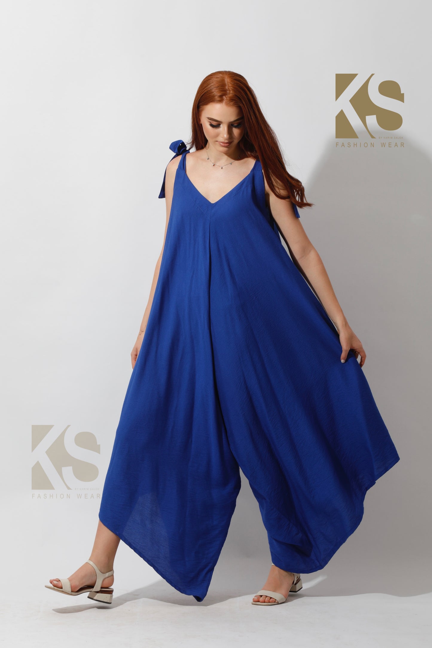 Tied Up Lose Jumpsuit - Electric Blue