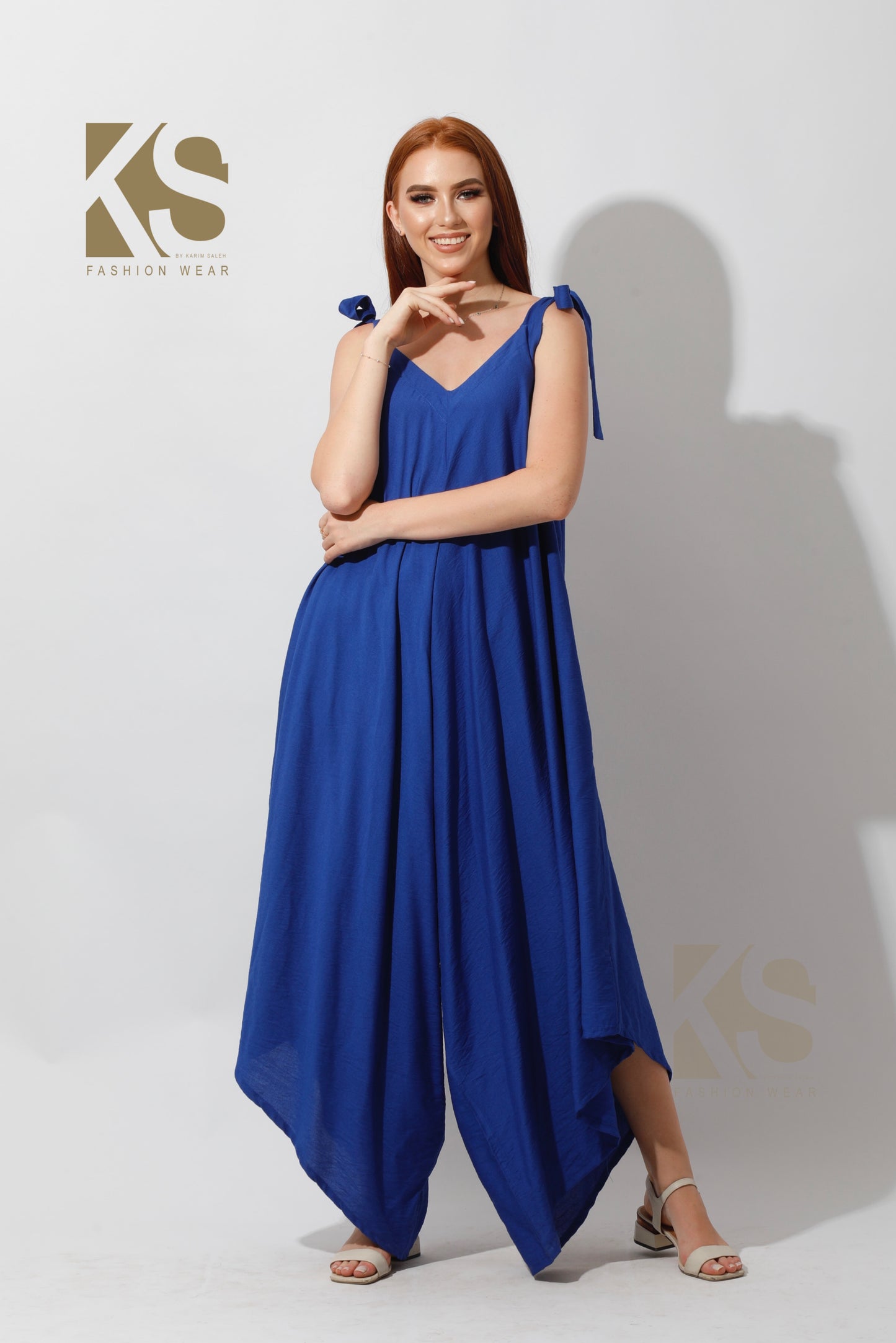 Tied Up Lose Jumpsuit - Electric Blue