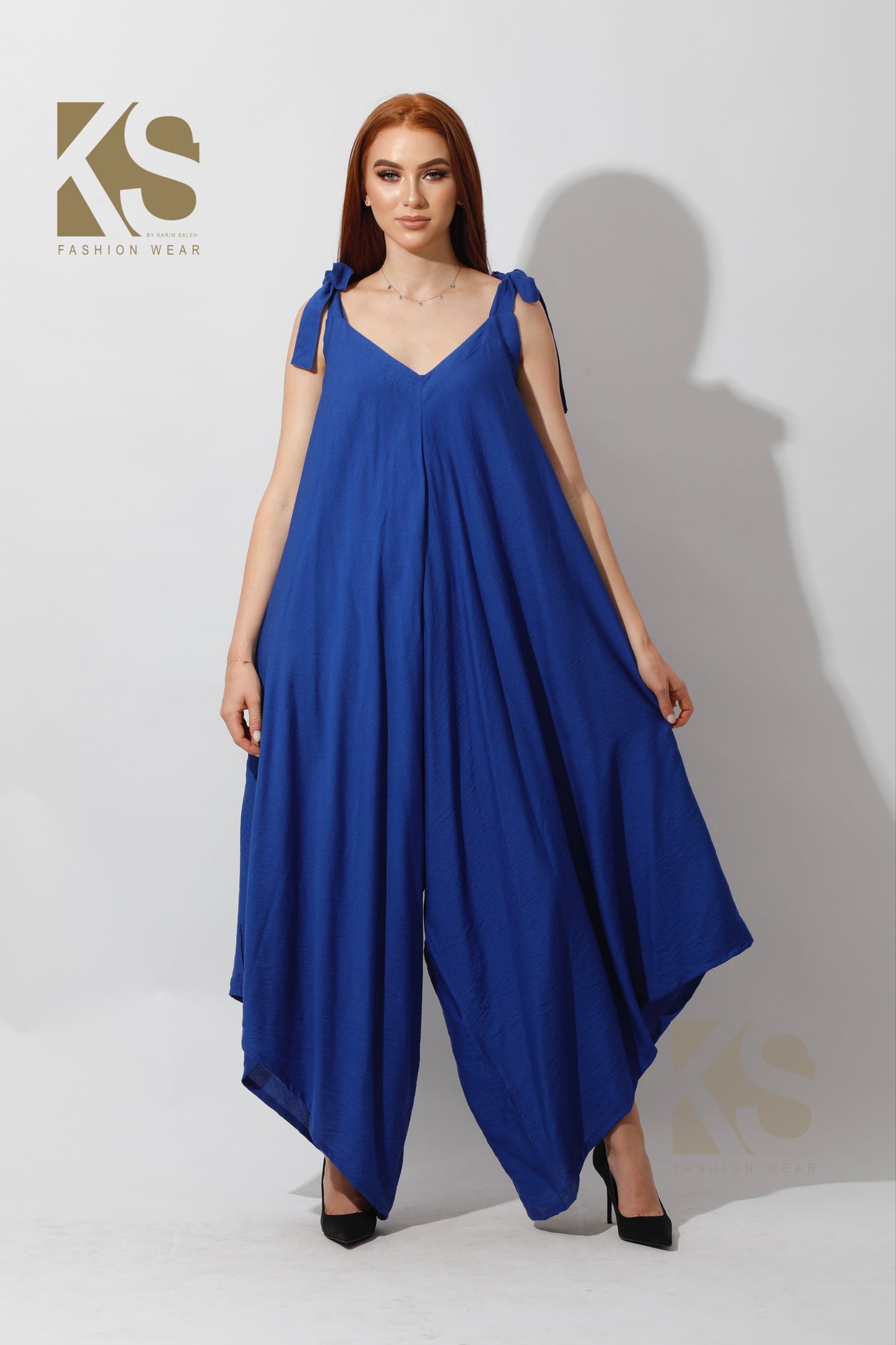 Tied Up Lose Jumpsuit - Electric Blue