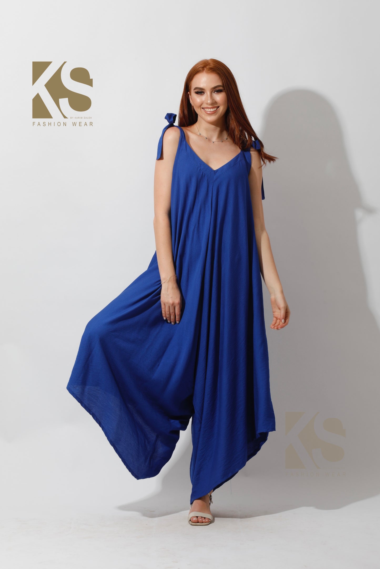 Tied Up Lose Jumpsuit - Electric Blue