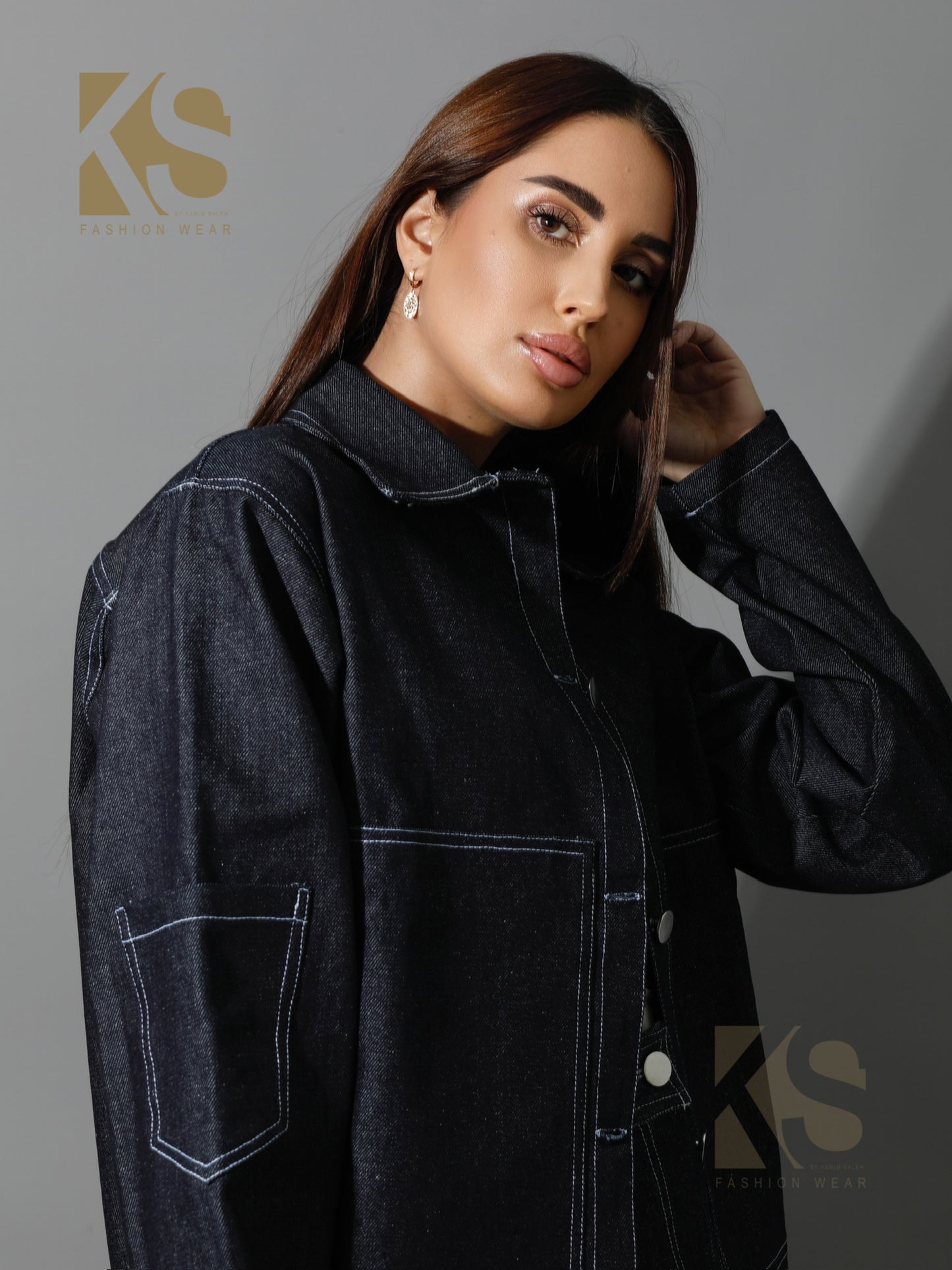 Co-Ord Jeans Sleeves Jacket - Navy Blue