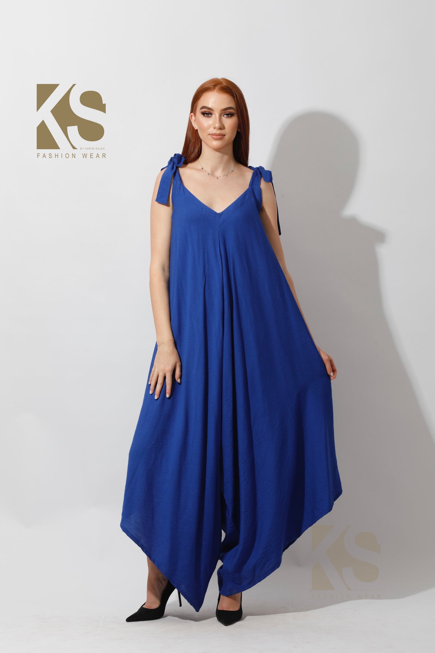 Tied Up Lose Jumpsuit - Electric Blue
