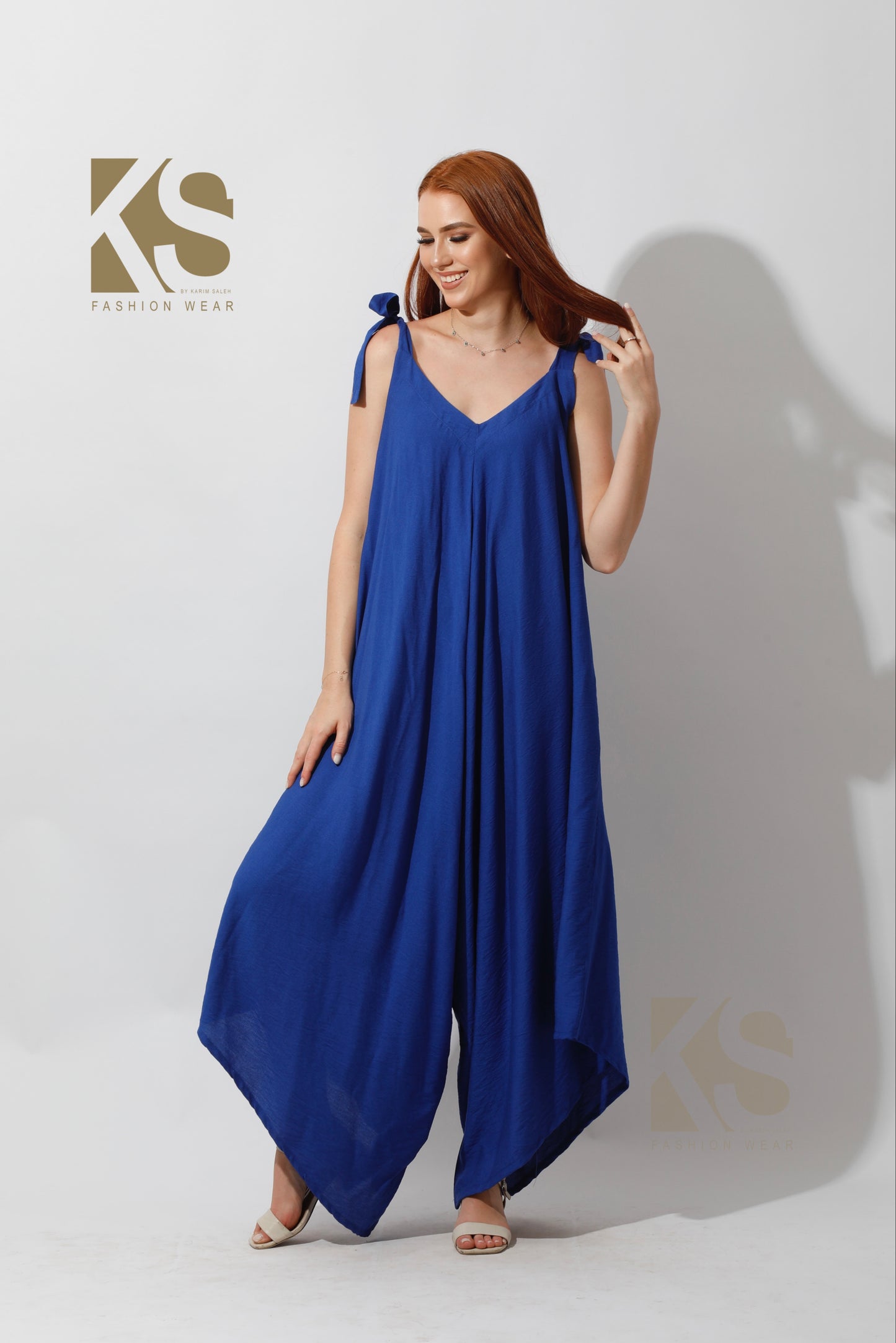 Tied Up Lose Jumpsuit - Electric Blue