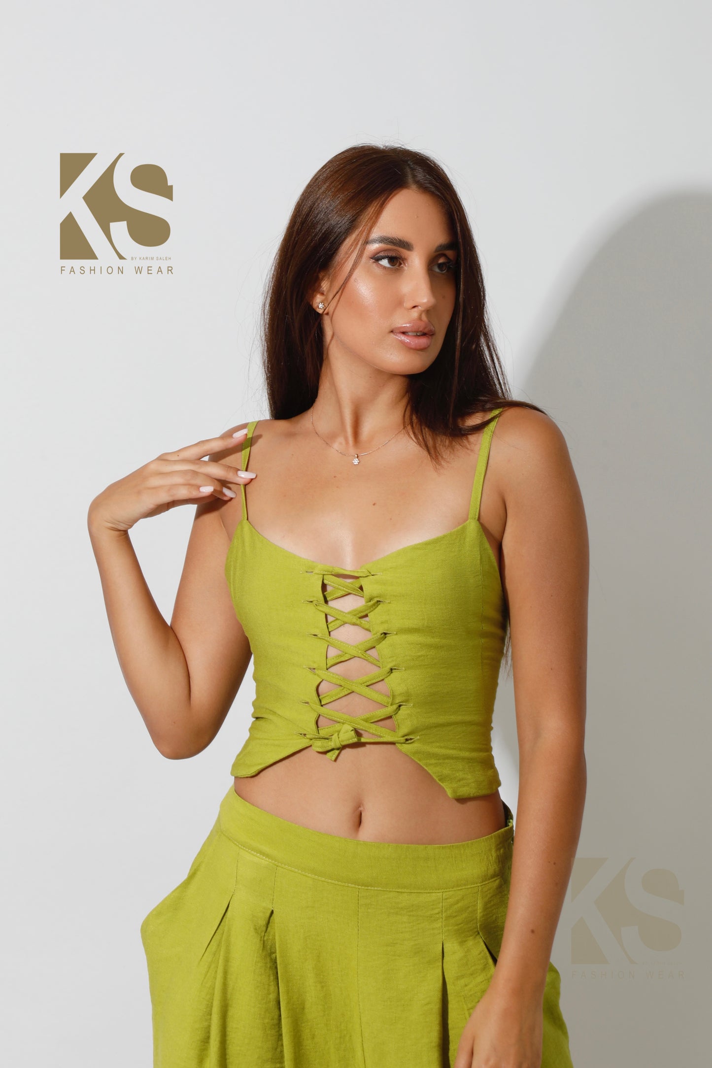 Co-Ord Rope Top & Trousers - kiwi Green