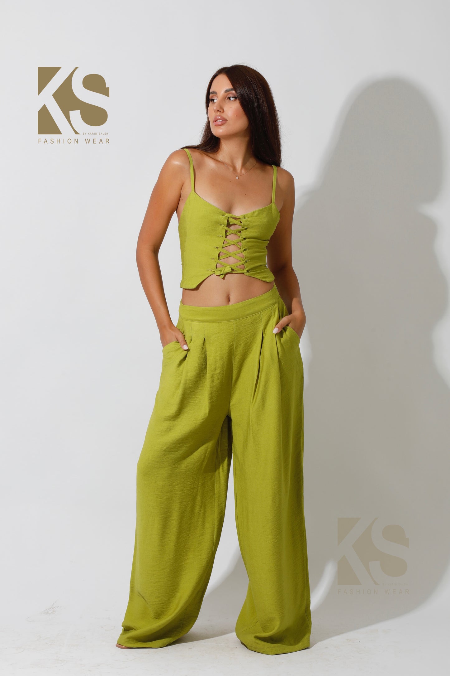 Co-Ord Rope Top & Trousers - kiwi Green