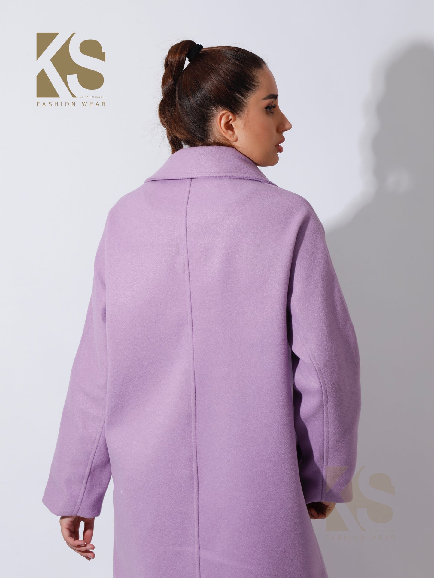 Long Double Breasted Coat - Lavender