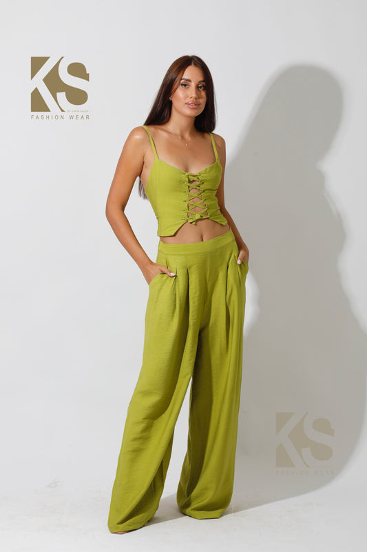 Co-Ord Rope Top & Trousers - kiwi Green