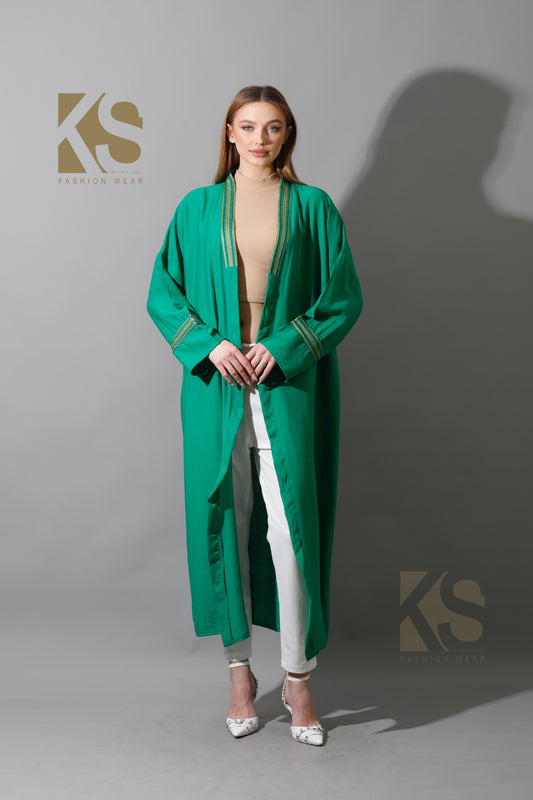 Long Kaftan - Green X Gold