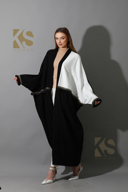 Lose Double Color Kaftan - Black X White