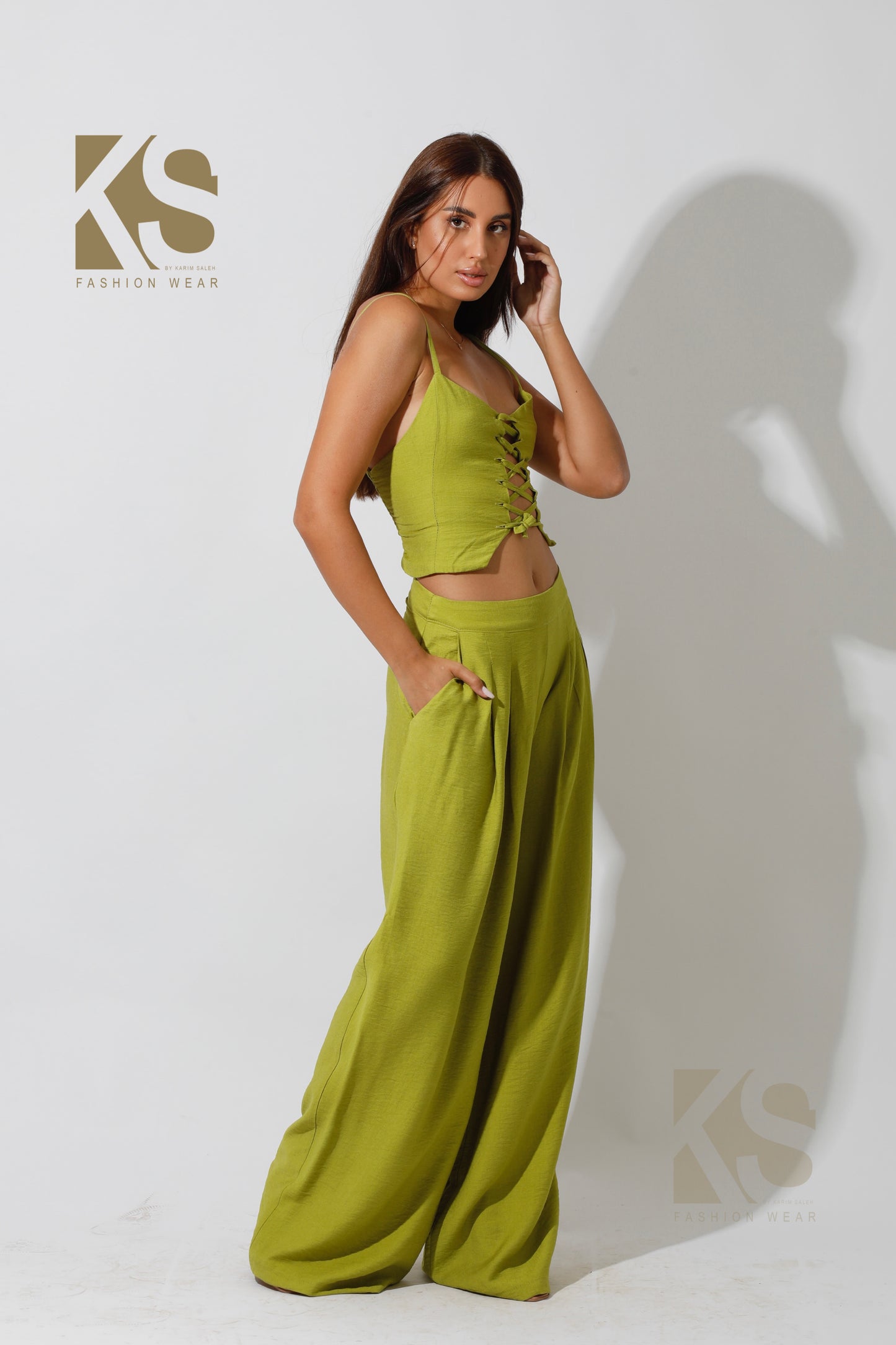 Co-Ord Rope Top & Trousers - kiwi Green