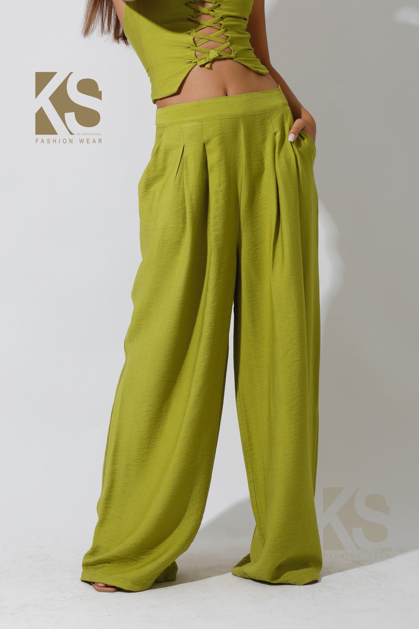 Co-Ord Rope Top & Trousers - kiwi Green