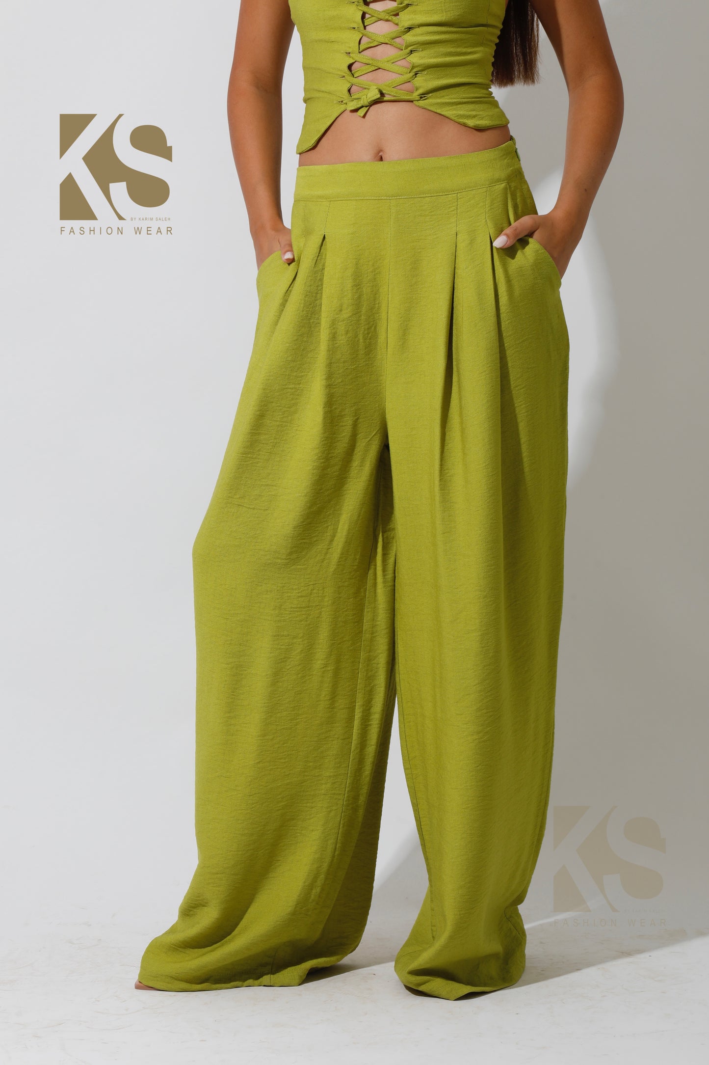 Co-Ord Rope Top & Trousers - kiwi Green