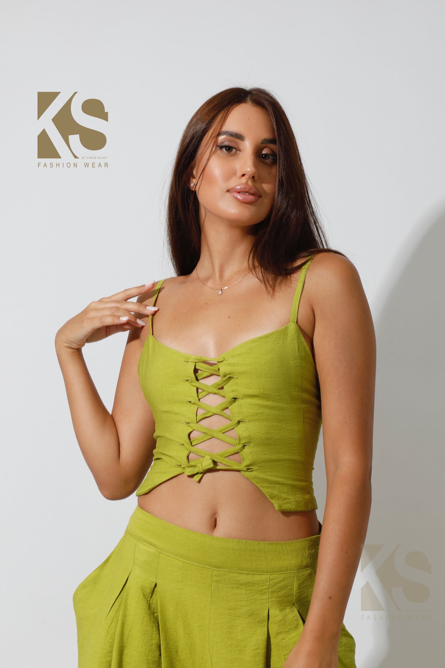 Co-Ord Rope Top & Trousers - kiwi Green