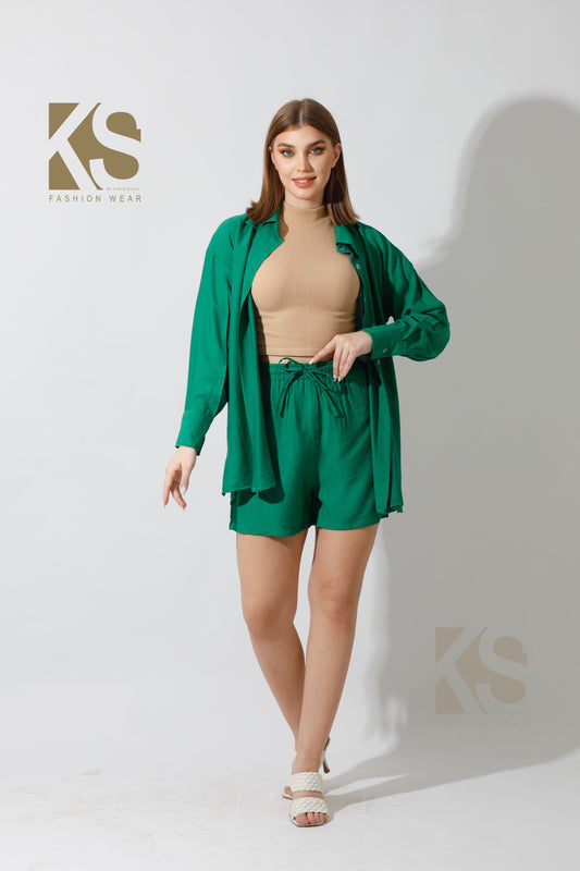 Lose Fit Shorts Set - Green