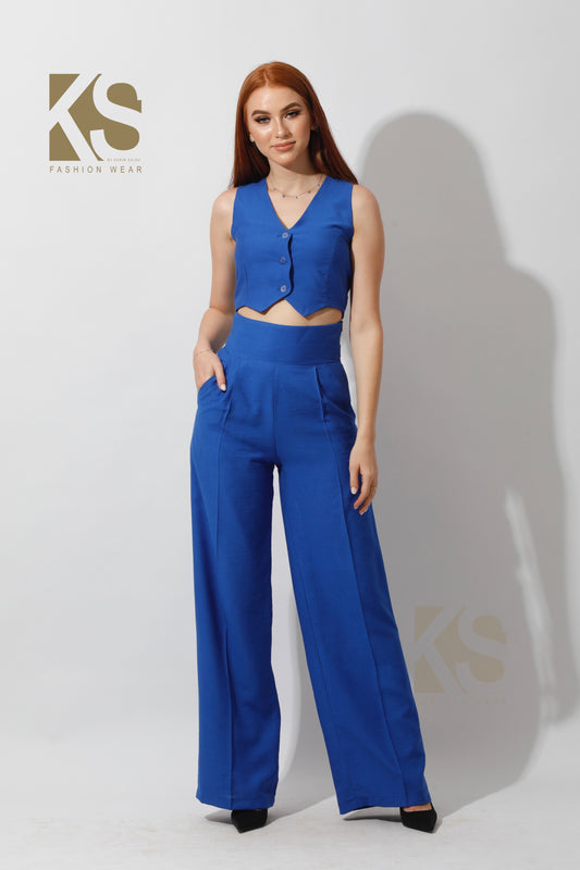 Co-Ord Vest Set - Electric Blue