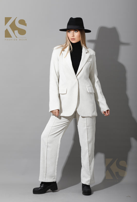 Tailored Oversized Suits - White Velvet