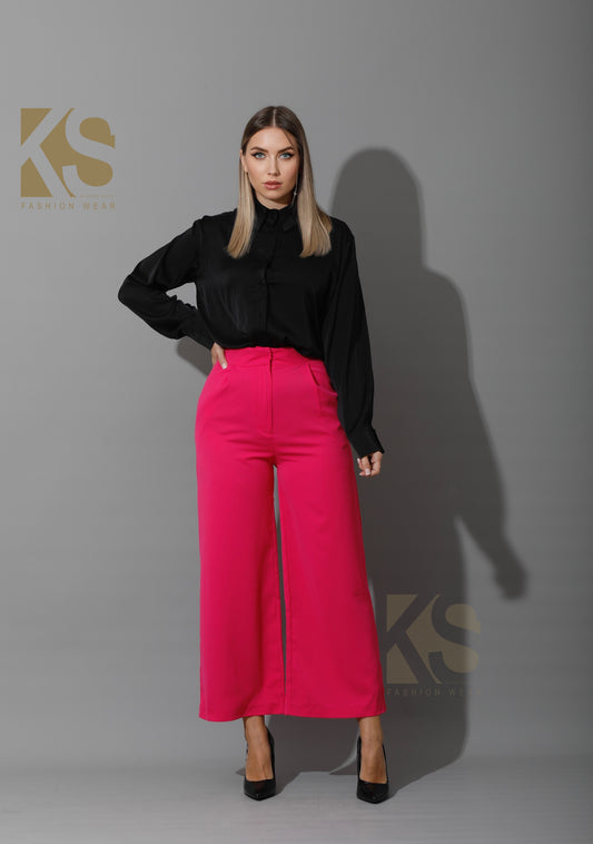 Wide Leg Trousers - Barbie Pink