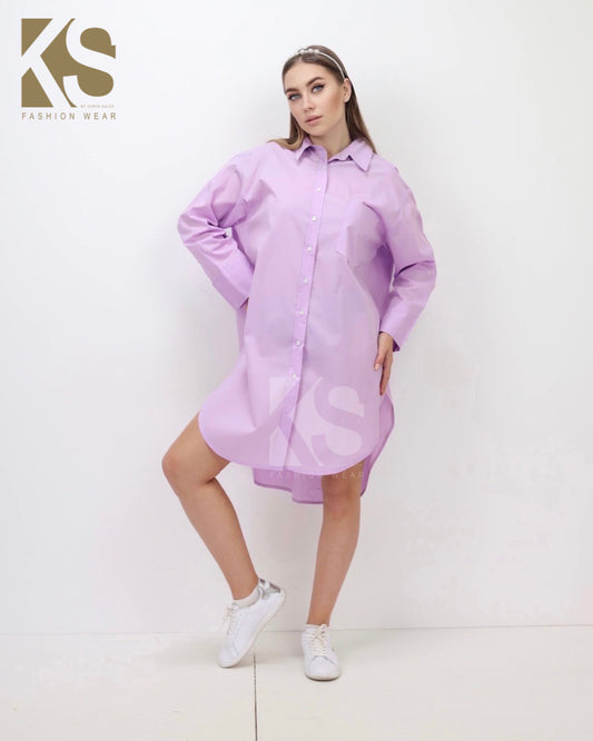 Oversized Shirt Dress - Lavender