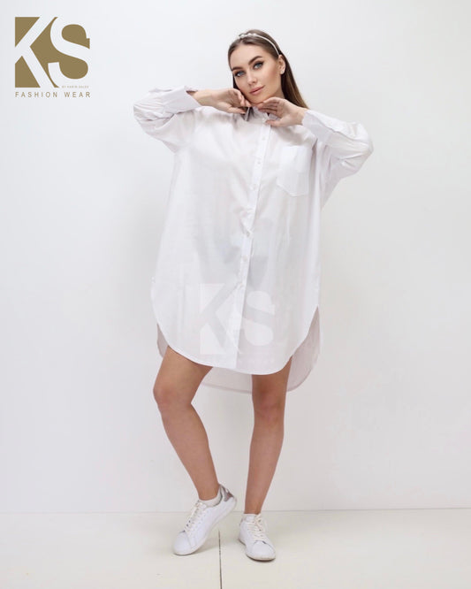 Oversized Shirt Dress - White