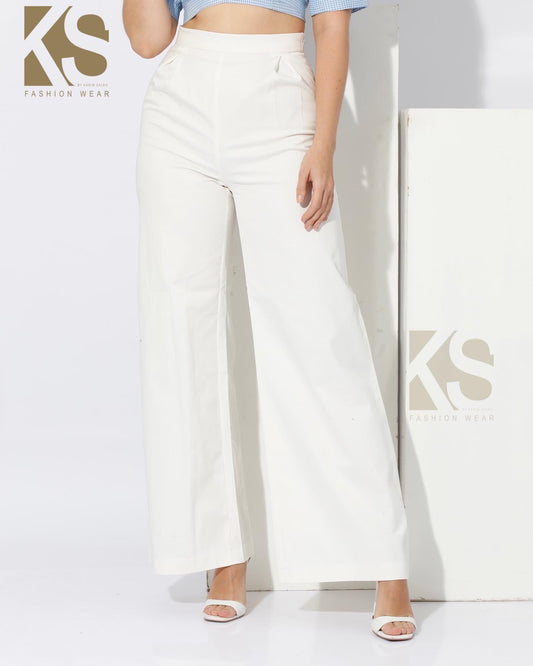 Pleated wide leg pants - White