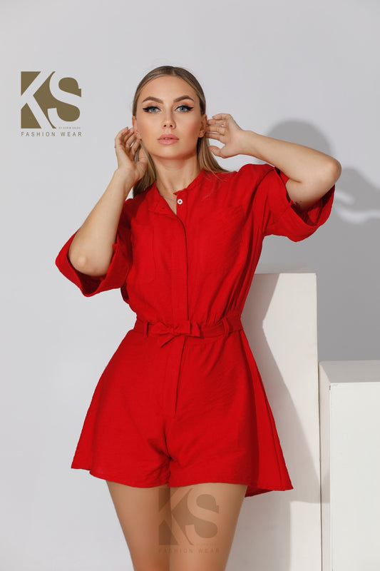 Short Jumpsuit - Red