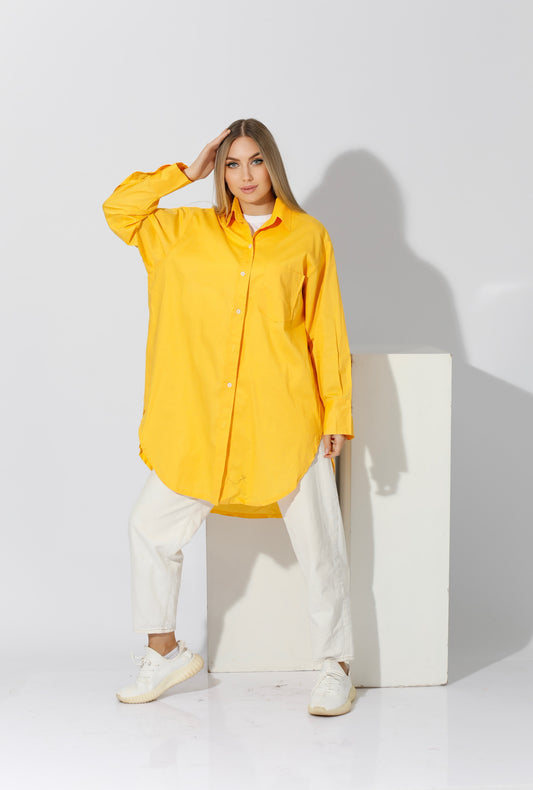 Oversized Shirt Dress - Yellow