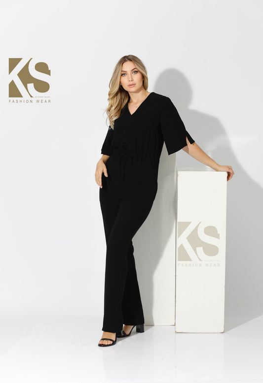 Half sleeves Jumpsuit - Black